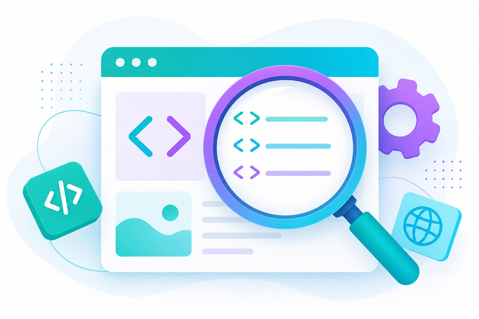 Meta tag analyser inspecting a page’s title, description and Open Graph tags